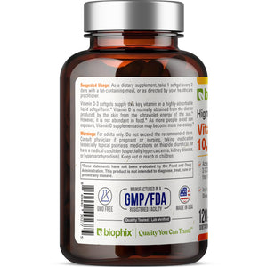 Vitamin D-3 10000 IU High-Potency 120 Softgels