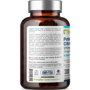 biophix Potassium Citrate 275 mg with BioPerine 300 Veggie Capsules