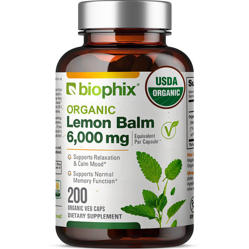 biophix Lemon Balm USDA Organic 20:1 Extract 300 mg 200 Veggie Caps