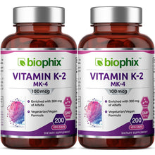 Load image into Gallery viewer, Vitamin K2 MK-4 High-Potency 100 mcg 200 Vegetarian Capsules with Alfalfa 2 Pack