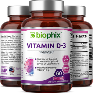 Vitamin D-3 50000 IU High-Potency 60 Vegetarian Capsules