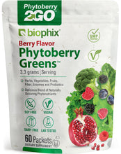 Load image into Gallery viewer, biophix Phytoberry2GO Greens Superfood Powder 60 Packets Natural Berry Flavor