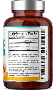 Organic Turmeric Bioperine 1310 mg | Vegetarian Capsules | TheCatalog