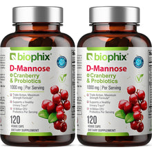 Load image into Gallery viewer, D-Mannose Plus Cranberry and Probiotics 1000 mg 120 Vegetarian Capsules - 2 Pack