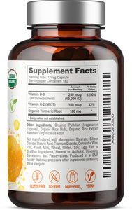 biophix Organic Vitamin D-3 K2 Turmeric 180 Vegetarian Capsules