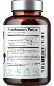 Ox Bile 1000 mg with BioPerine 120 Veggie Capsules
