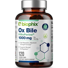 Load image into Gallery viewer, biophix Ox Bile 1000 mg with BioPerine 120 Veggie Capsules