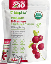 Load image into Gallery viewer, Mannose2GO USDA Organic D-Mannose with Probiotics 2000 mg 70 Packets
