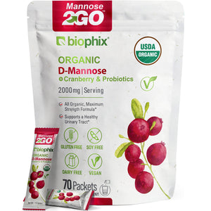 biophix Mannose2GO USDA Organic D-Mannose with Probiotics 2000 mg 70 Packets