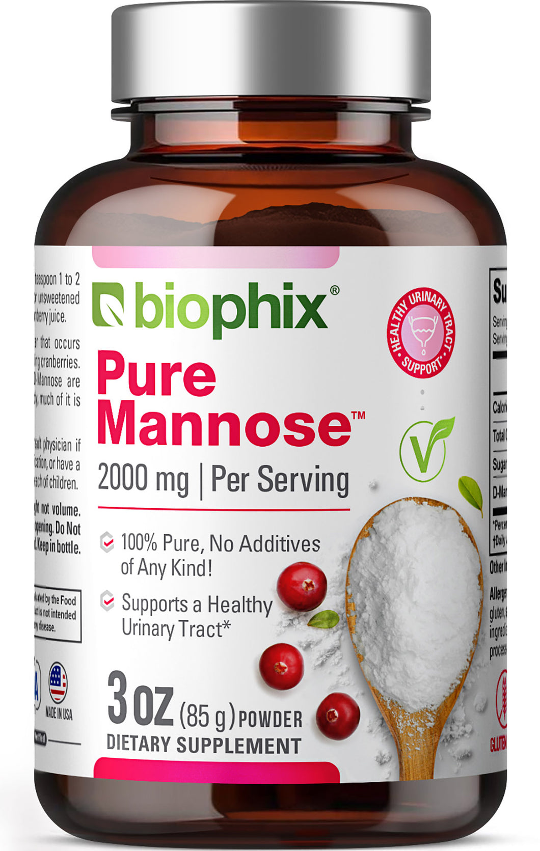 biophix Pure Mannose 100 Percent Powder 2000 mg 3 oz