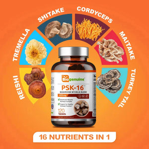 Biogenuine PSK-16 Natural Mushroom Blend 1070 mg 120 Tablets