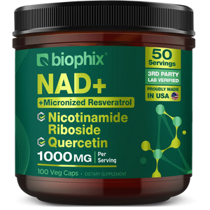 Biophix NAD+ Micronized Resveratrol – Nicotinamide Riboside with Quercetin 1000mg per Serving 100 Veg Capsules
