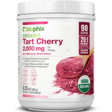 Biophix Tart Cherry Powder USDA Organic 20:1 Extract 6.35 oz 180g Front View