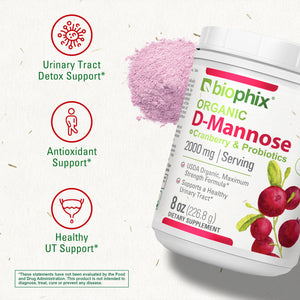 biophix Organic D-Mannose Plus Cranberry & Probiotics 8 oz 226.8 g