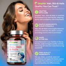 Load image into Gallery viewer, biophix Hair Skin and Nails Complex Formula 180 Caplets with Free Vitamin C-1000 30 Tablets