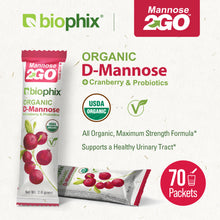 Load image into Gallery viewer, biophix Mannose2GO USDA Organic D-Mannose with Probiotics 2000 mg 70 Packets