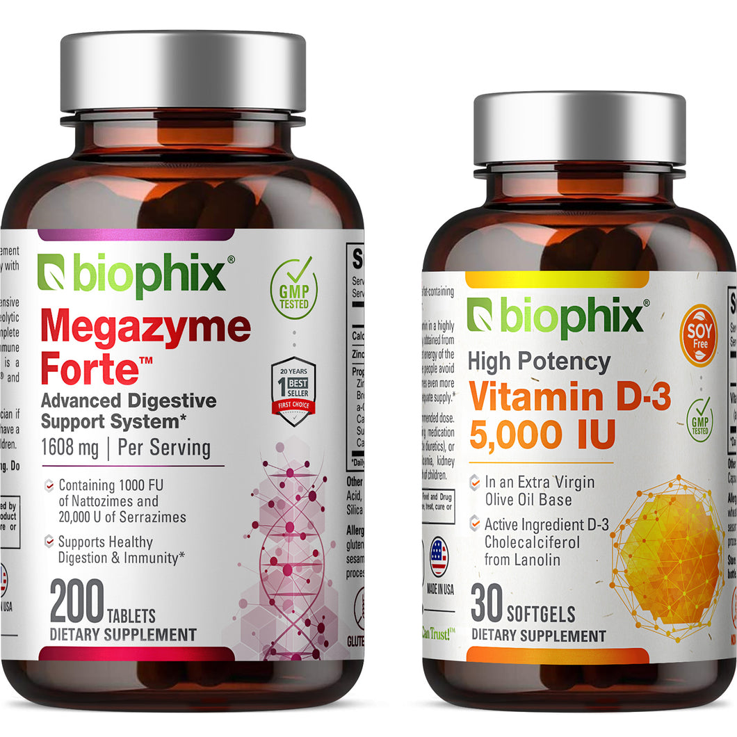 Megazyme Forte Optimized 200 Tablets with Free Vitamin D-3 5000 IU 30 Softgels