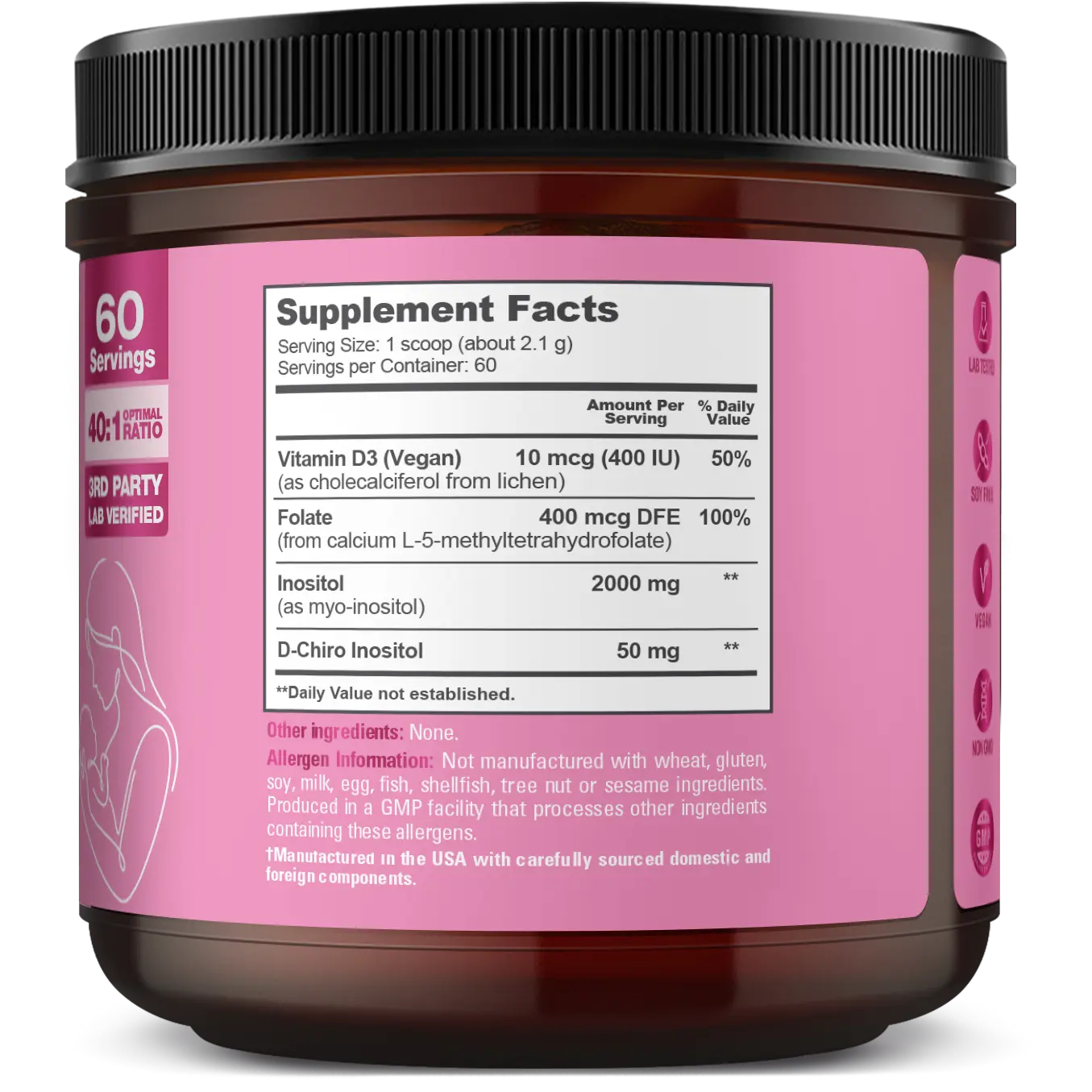 Myo & D-Chiro Inositol 2,050 mg with Vitamin D3 and Folate 4.4 oz