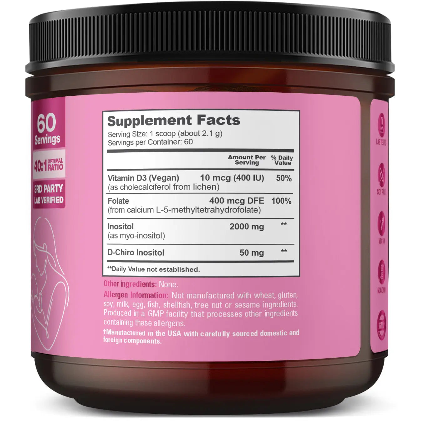 Myo & D-Chiro Inositol 2,050 mg with Vitamin D3 and Folate 4.4 oz