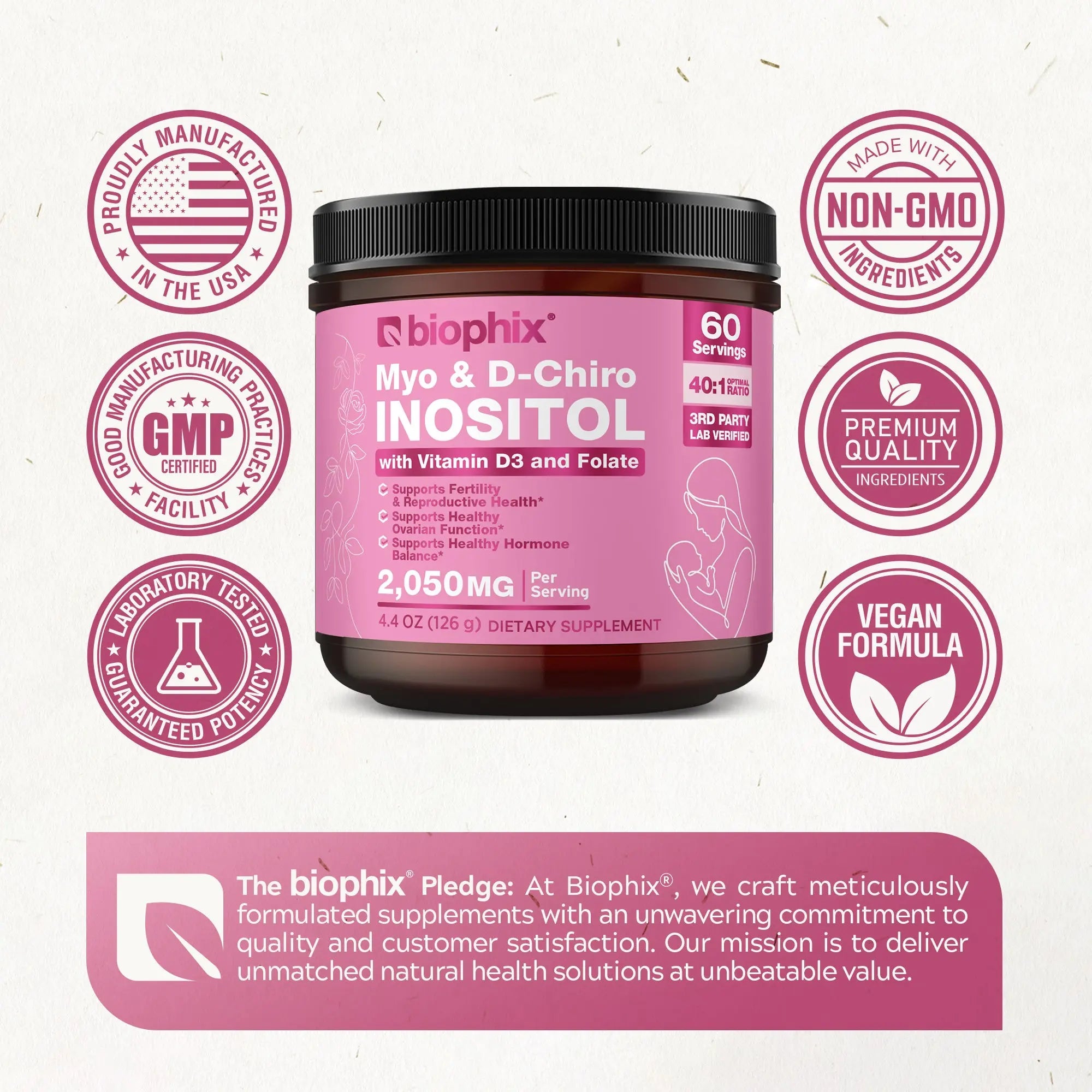 Myo & D-Chiro Inositol 2,050 mg with Vitamin D3 and Folate 4.4 oz