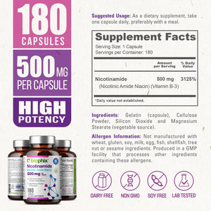 Nicotinamide 500 mg 180 Capsules