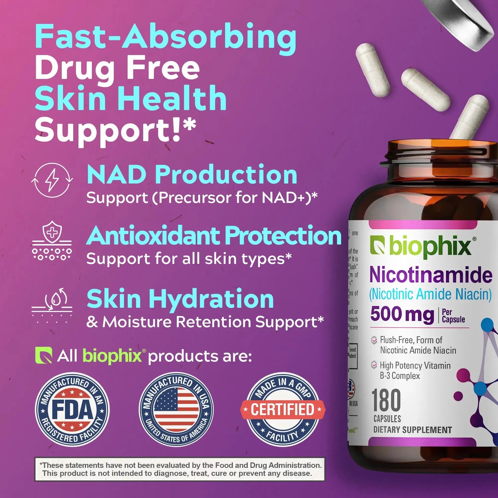 Nicotinamide 500 mg 180 Capsules