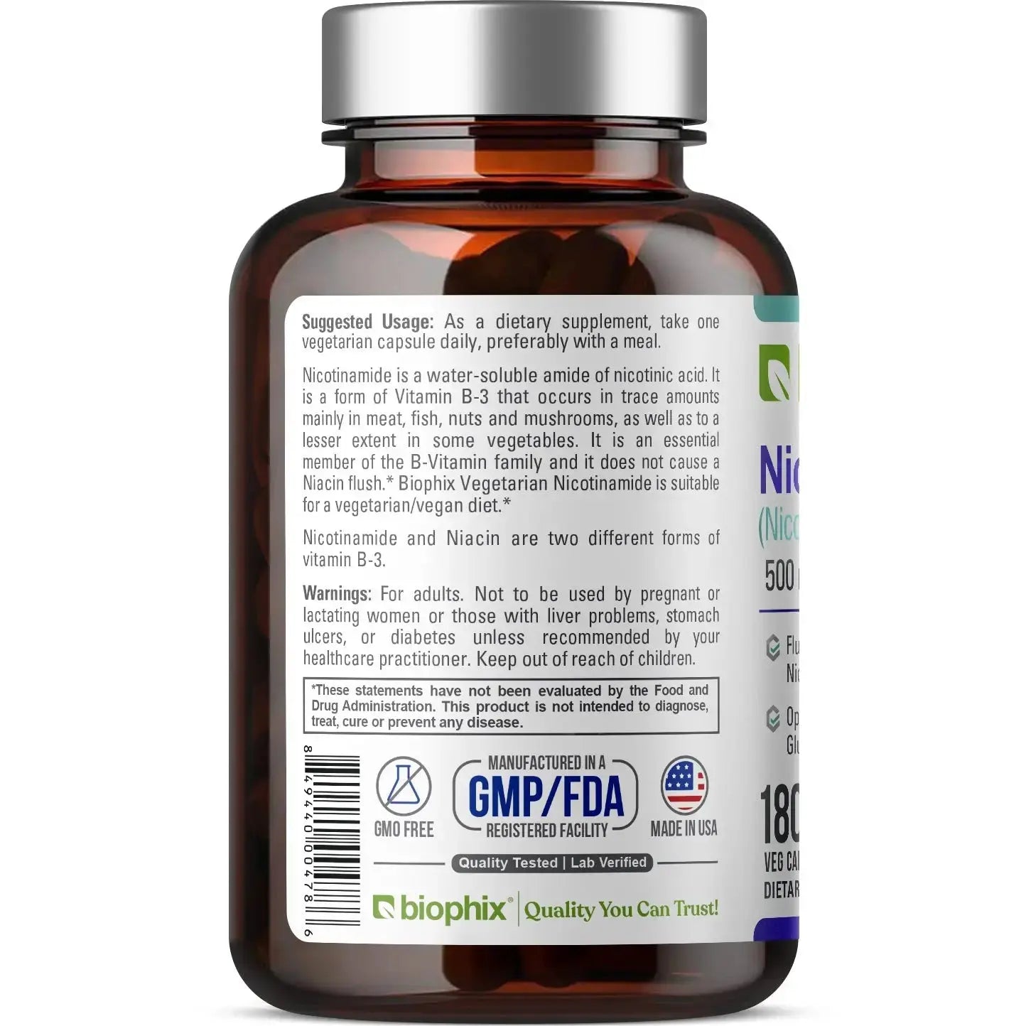 Nicotinamide 500 mg 180 Vegetarian Capsules