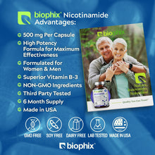 Load image into Gallery viewer, biophix Nicotinamide 500 mg 180 Vegetarian Capsules with Free Vitamin C-1000 30 Tablets