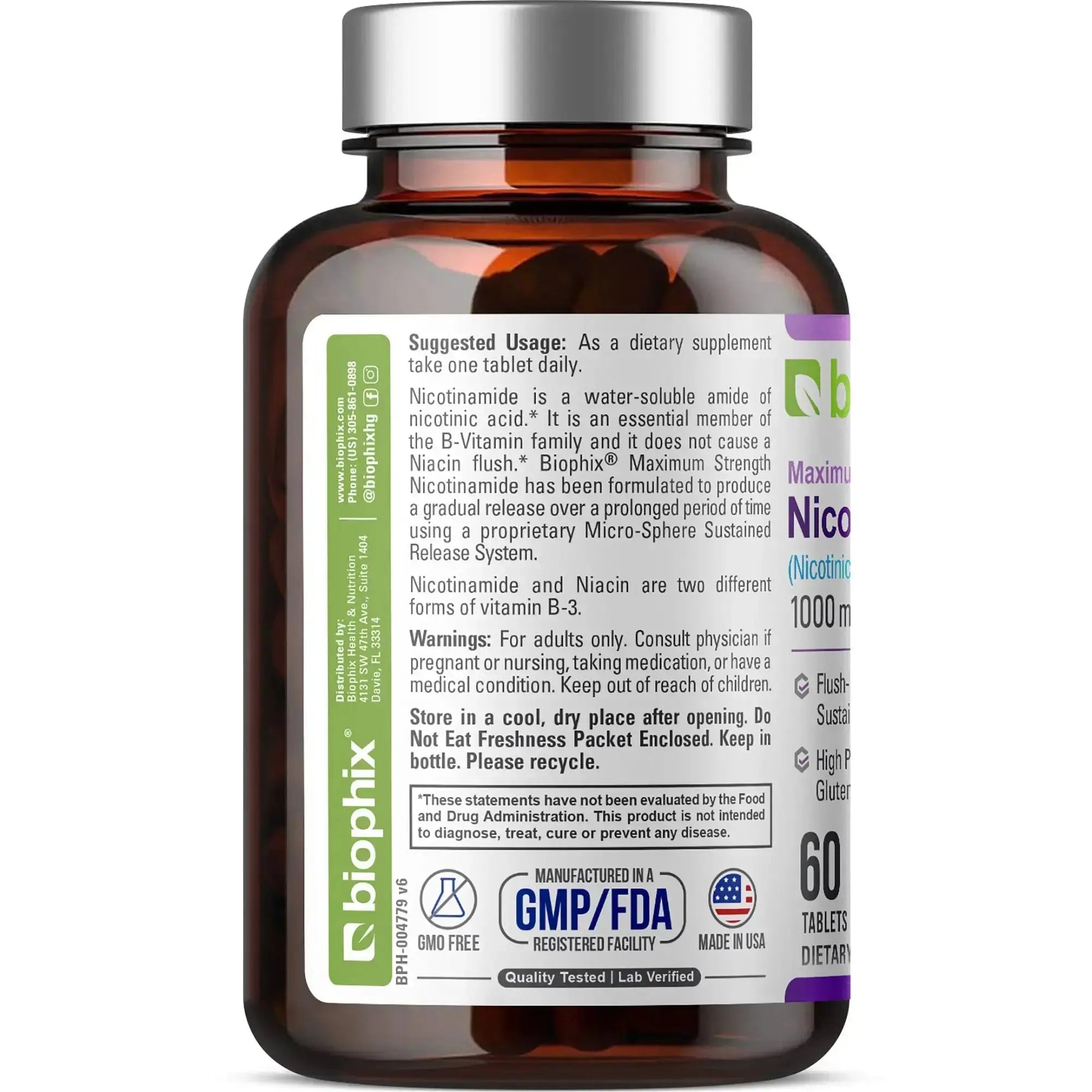Biophix Nicotinamide Extra Strength Anti-Aging NAD+ Healthy Skin Aging Tablet