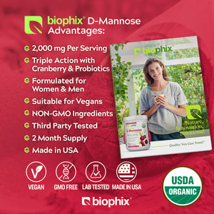 biophix Organic D-Mannose Plus Cranberry & Probiotics 8 oz 226.8 g