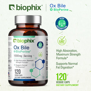 biophix Ox Bile 1000 mg with BioPerine 120 Veggie Capsules