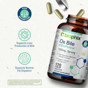 biophix Ox Bile 1000 mg with BioPerine 120 Veggie Capsules