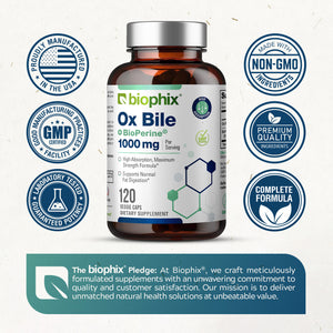 biophix Ox Bile 1000 mg with BioPerine 120 Veggie Capsules