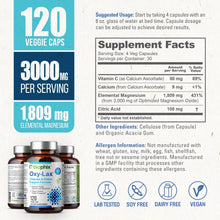 Load image into Gallery viewer, Biophix Oxy-Lax 750 mg Supplement Facts Label Per Capsule 120-Day Supply