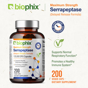 biophix Serrapeptase 120000 SPU Maximum Strength 200 Veggie Caps