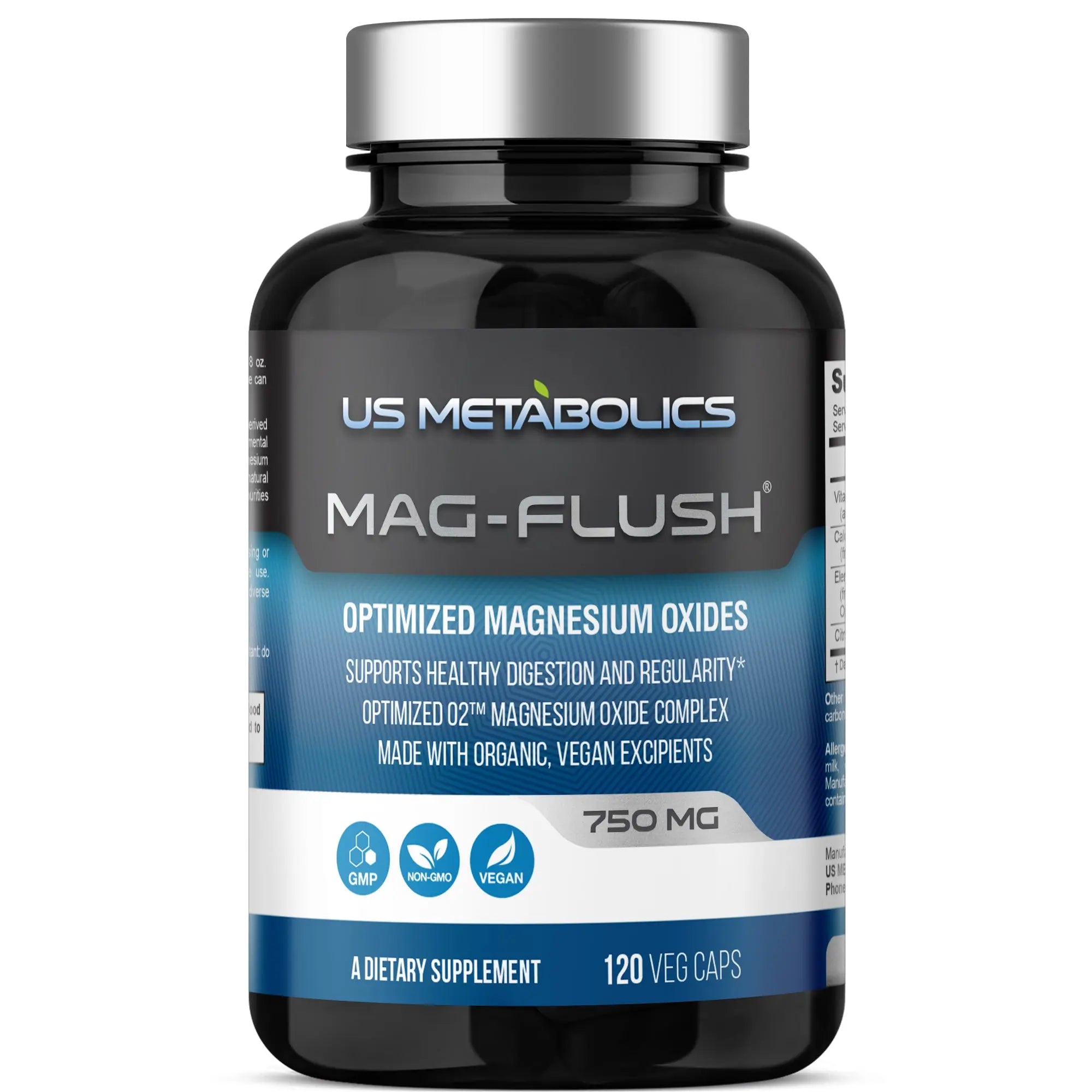 US Metabolics Mag Flush 750 mg 120 Vcaps Magnesium Oxide Colon Cleanse
