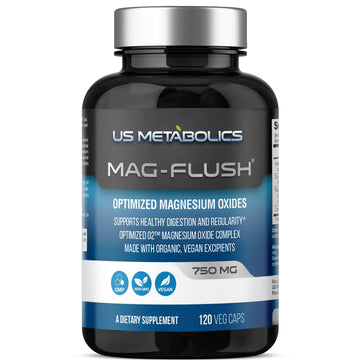US Metabolics Mag Flush 750 mg 120 Vcaps Magnesium Oxide Colon Cleanse