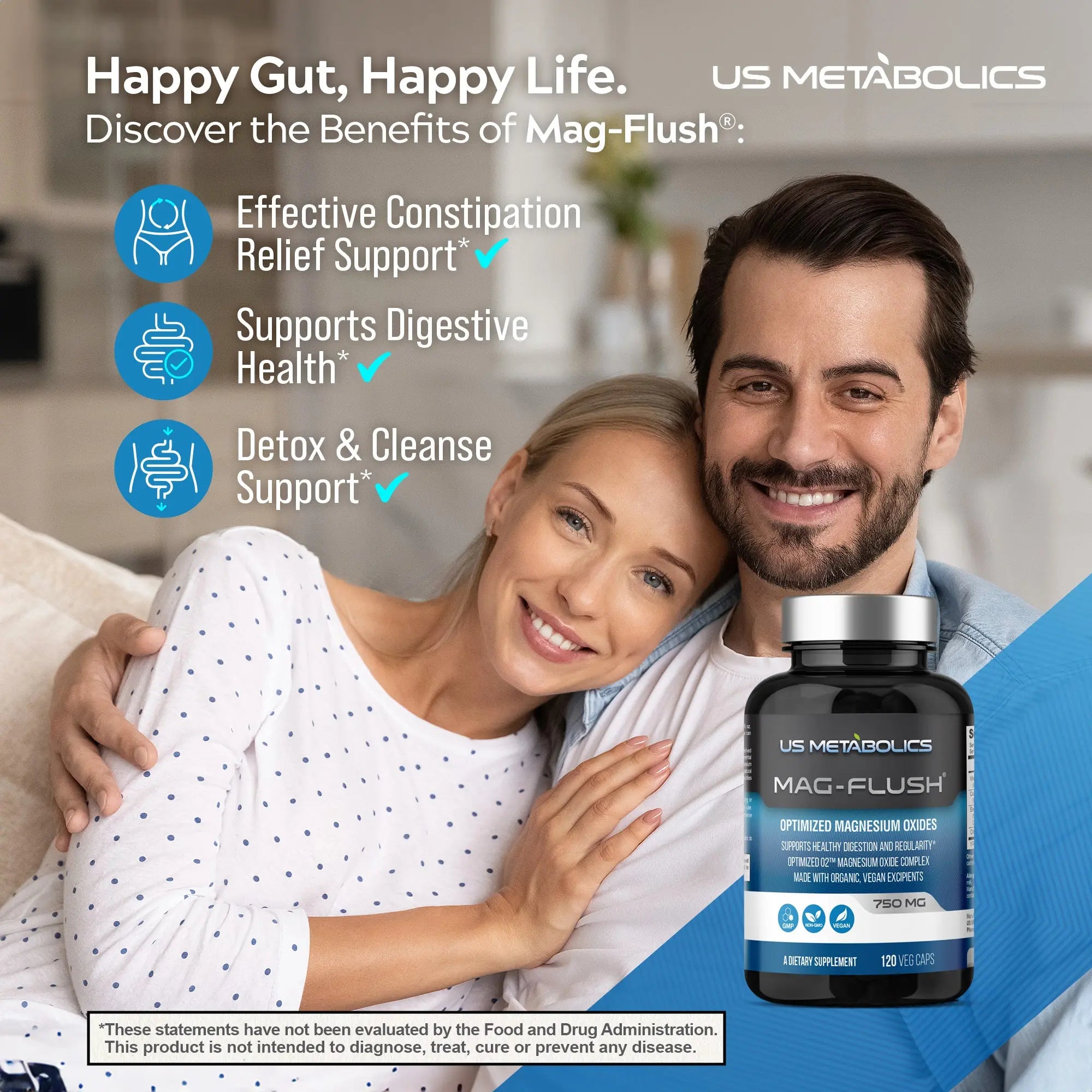 US Metabolics Mag Flush 750 mg 120 Vcaps Magnesium Oxide Colon Cleanse