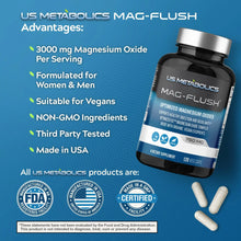 Load image into Gallery viewer, US Metabolics Mag Flush 750 mg 120 Vcaps Magnesium Oxide Colon Cleanse