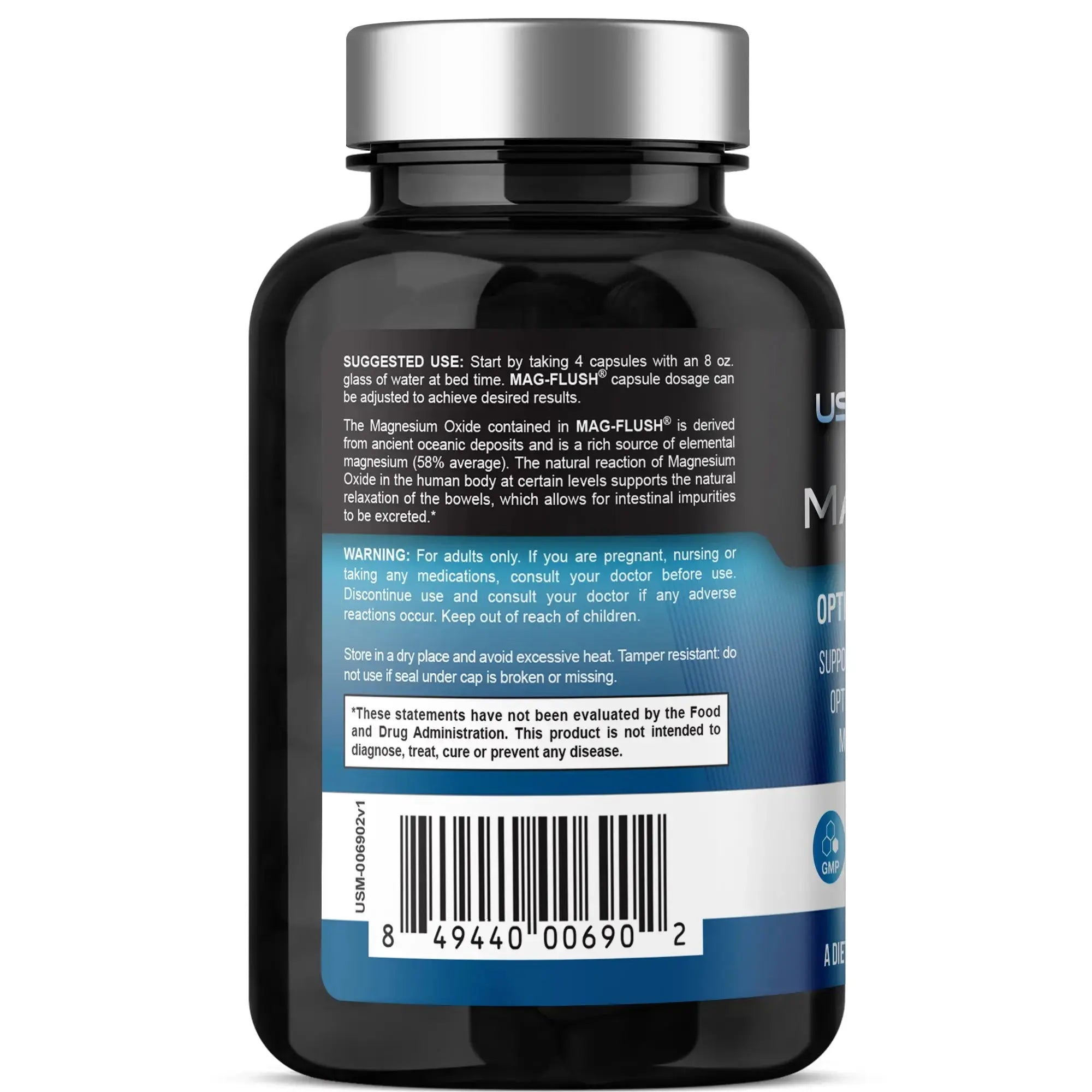 US Metabolics Mag Flush 750 mg 120 Vcaps Magnesium Oxide Colon Cleanse