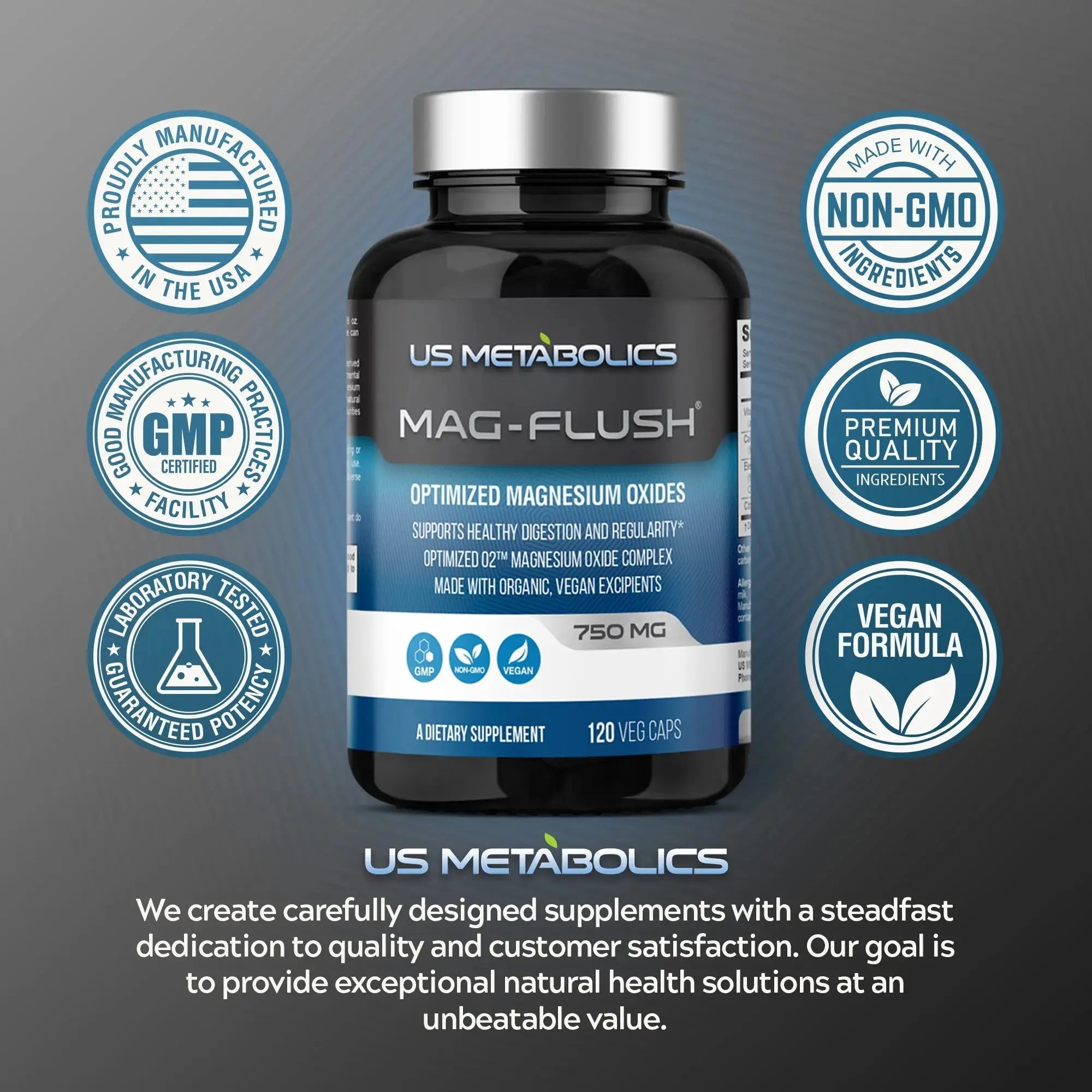 US Metabolics Mag Flush 750 mg 120 Vcaps Magnesium Oxide Colon Cleanse