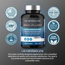 Load image into Gallery viewer, US Metabolics Mag Flush 750 mg 120 Vcaps Magnesium Oxide Colon Cleanse