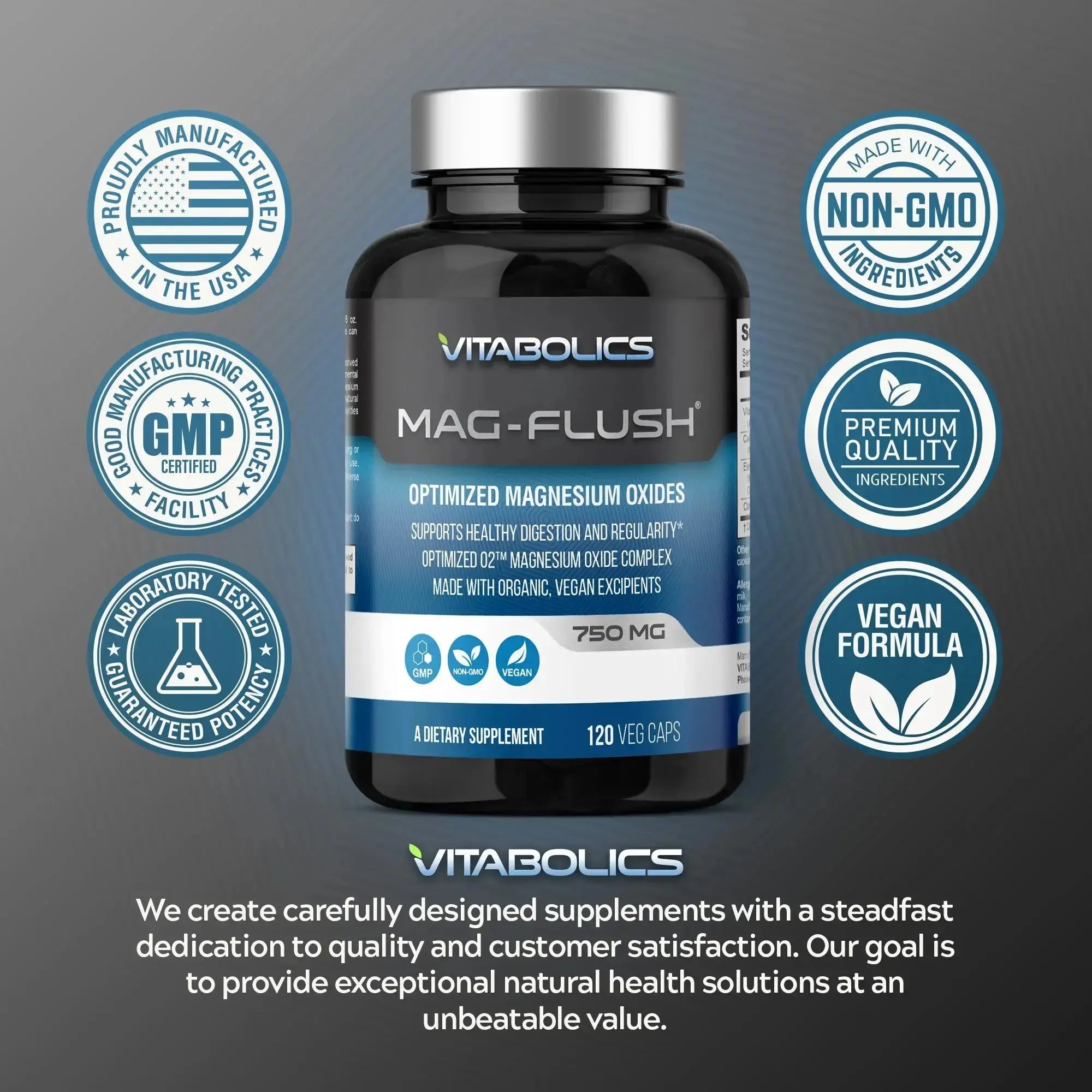 Vitabolics Mag Flush 750 mg 120 Vcaps Magnesium Oxide Colon Cleanse