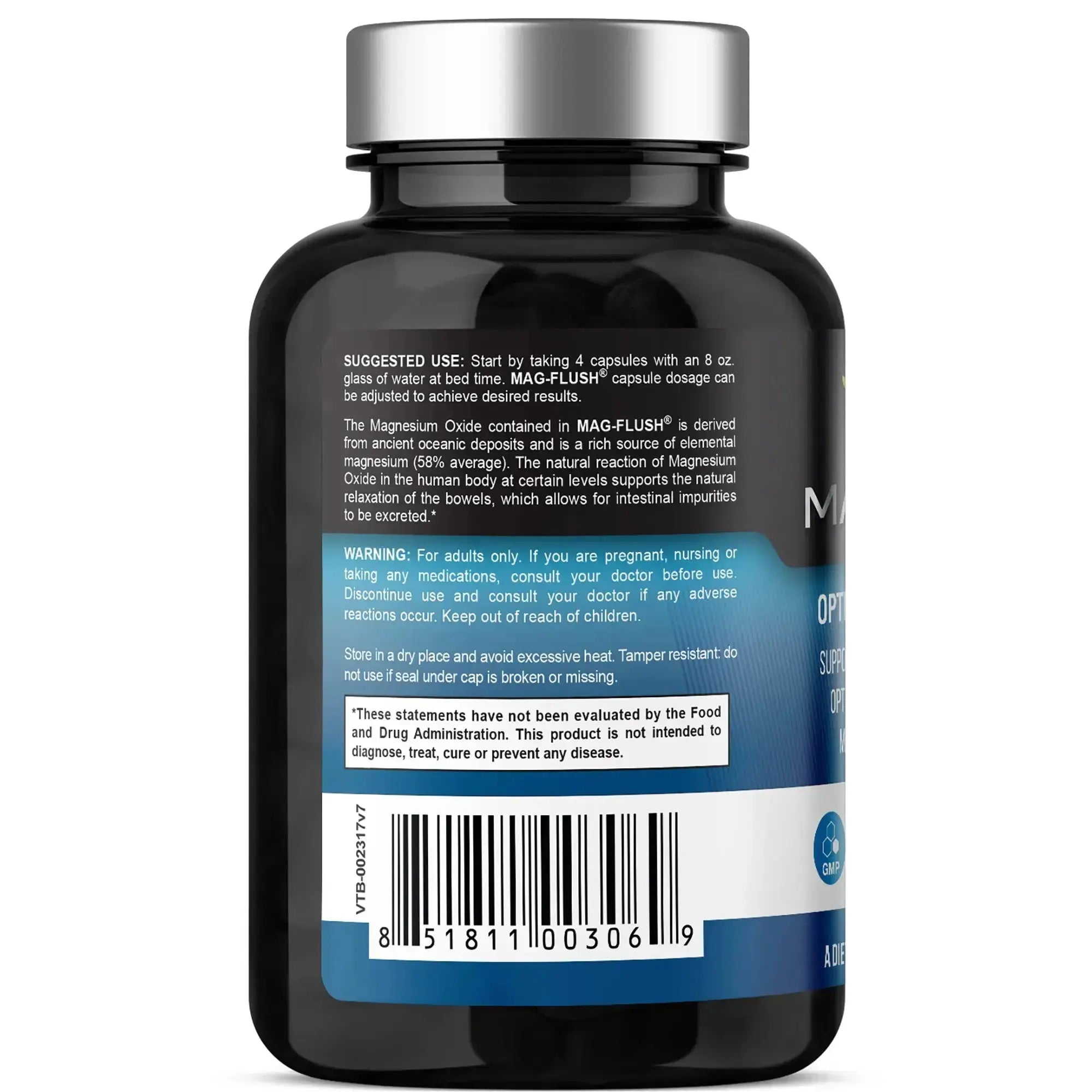 Vitabolics Mag Flush 750 mg 120 Vcaps Magnesium Oxide Colon Cleanse