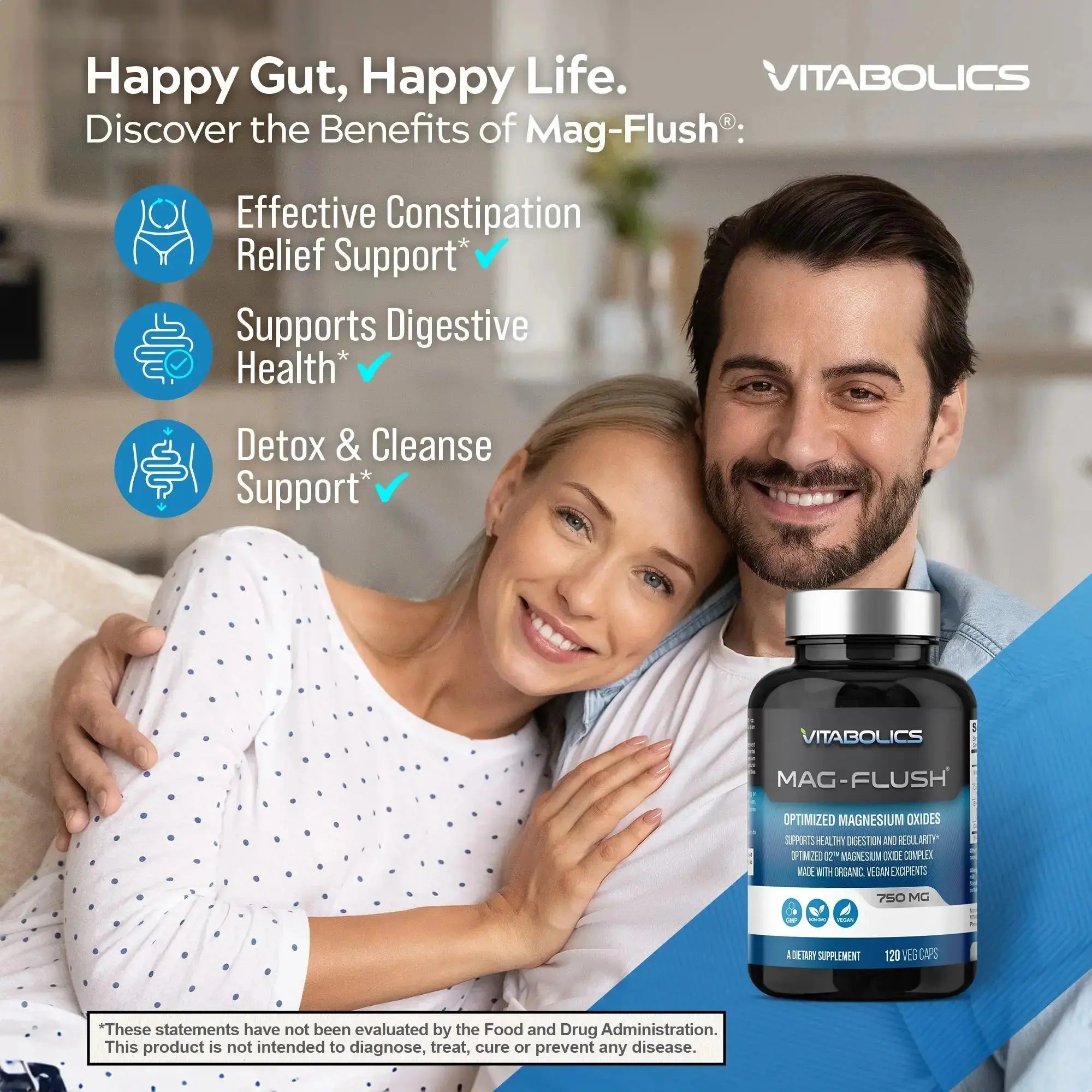 Vitabolics Mag Flush 750 mg 120 Vcaps Magnesium Oxide Colon Cleanse