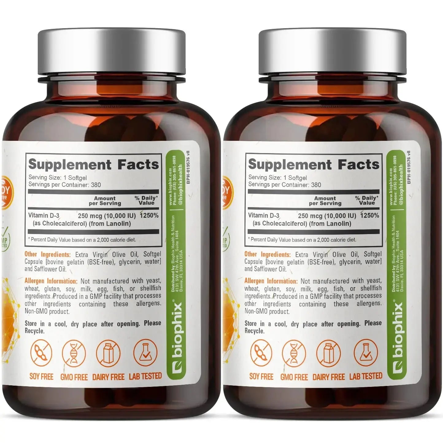 Vitamin D-3 10000 IU High-Potency 380 Softgels - 2 Pack