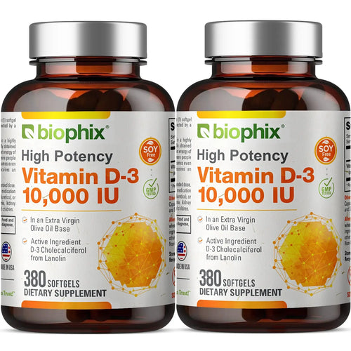 Vitamin D-3 10000 IU High-Potency 380 Softgels - 2 Pack