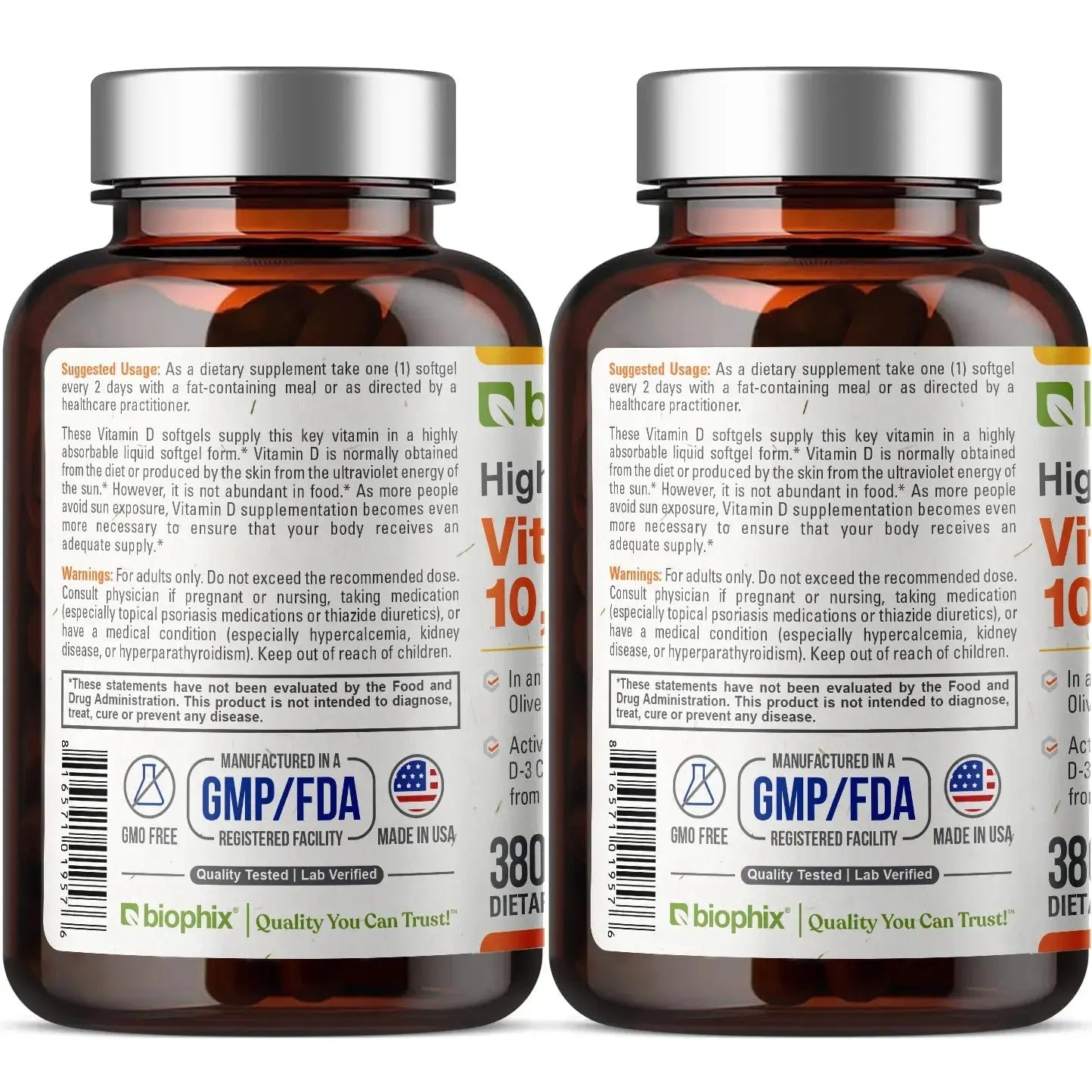 Vitamin D-3 10000 IU High-Potency 380 Softgels - 2 Pack