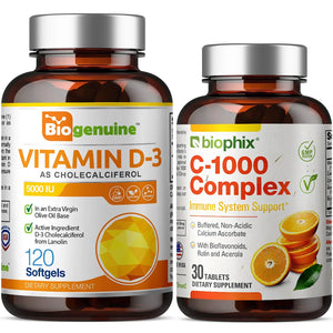 Vitamin D-3 5000 IU High-Potency 120 Softgels with Free Vitamin C-1000 30 Tablets