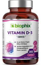 Load image into Gallery viewer, Vitamin D-3 5000 IU High-Potency 360 Softgels